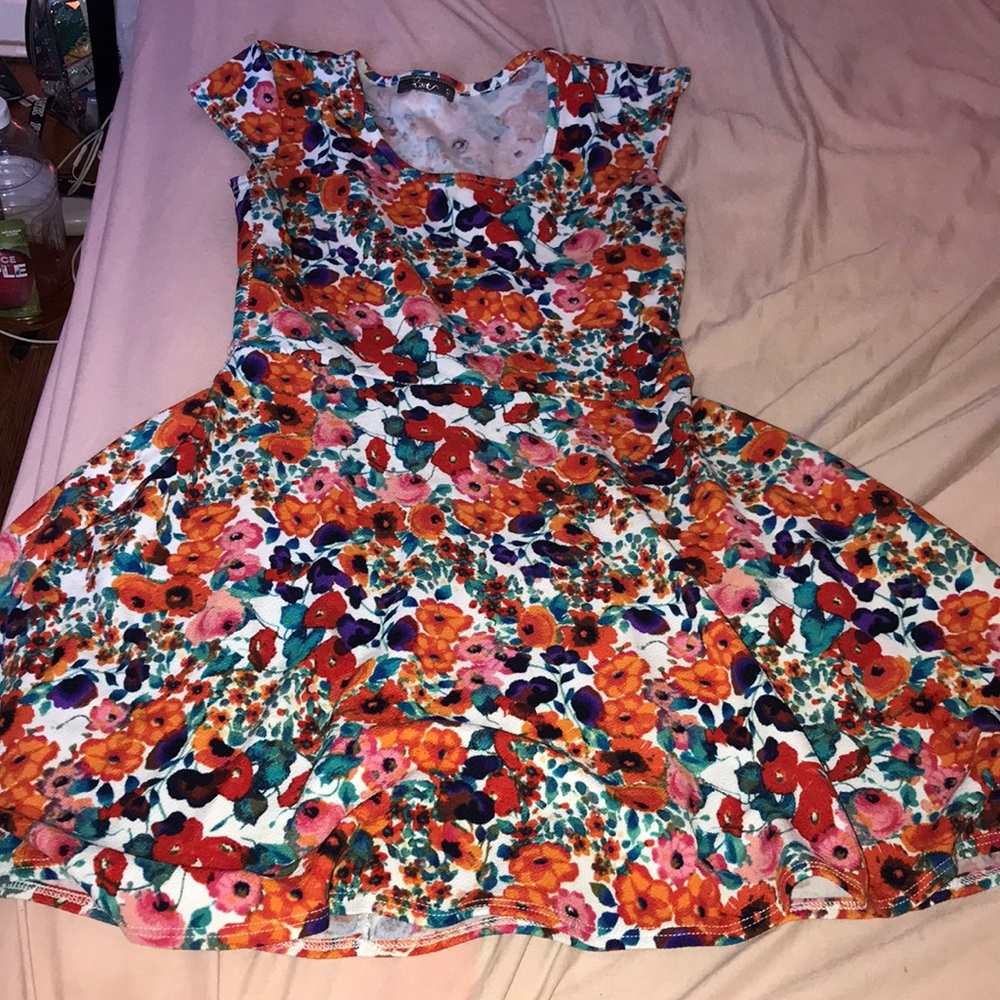 A dress with colorful flowers for the spring time.